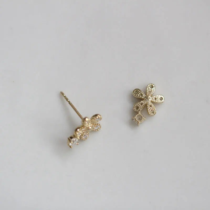 925 Sterling Silver Shiny Crystal Flower Stud Earrings Women Cute Elegant Party Wedding Jewelry Accessories Girlfriend Gifts