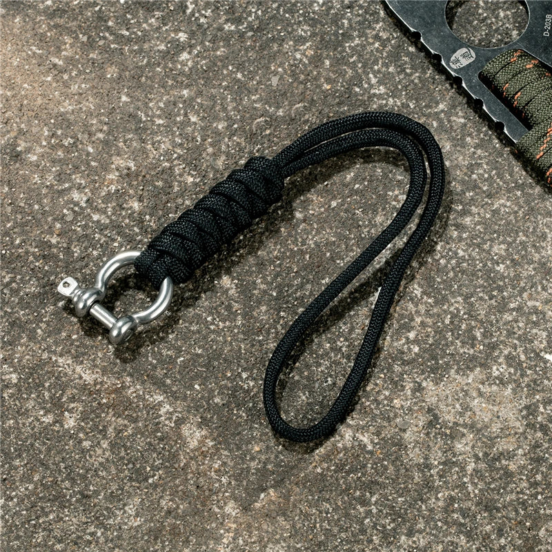 Outdoor Style Paracord Keychain Lanyard D Bow Buckle High Strength Parachute Cord Self-defense Emergency Survival Tool Key Ring