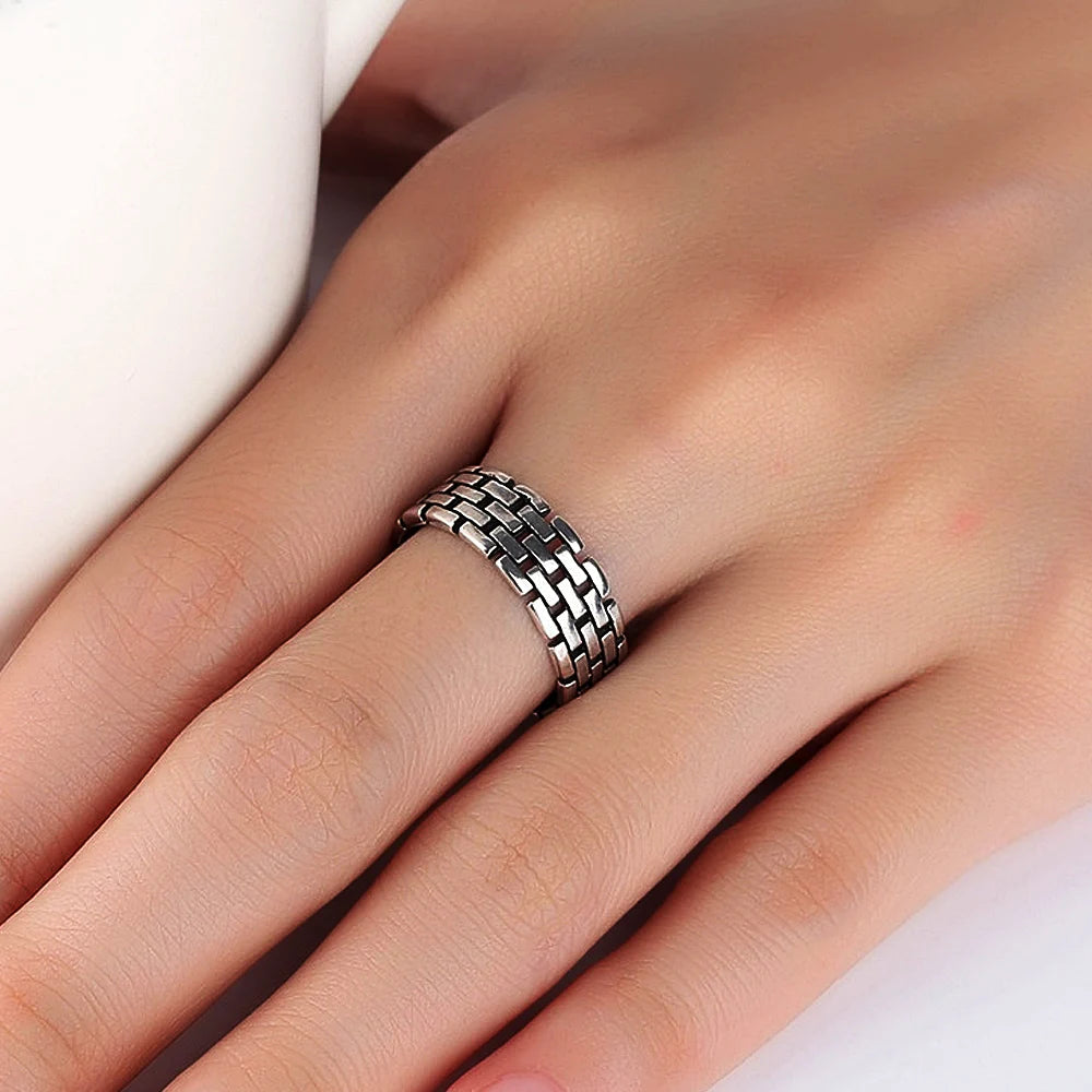 Kreativer Edelstahl Schwarz/Stahl Hohlkettenring Für Männer Frauen Punk Einfacher Paarring Freund Freundin Schmuck Geschenk