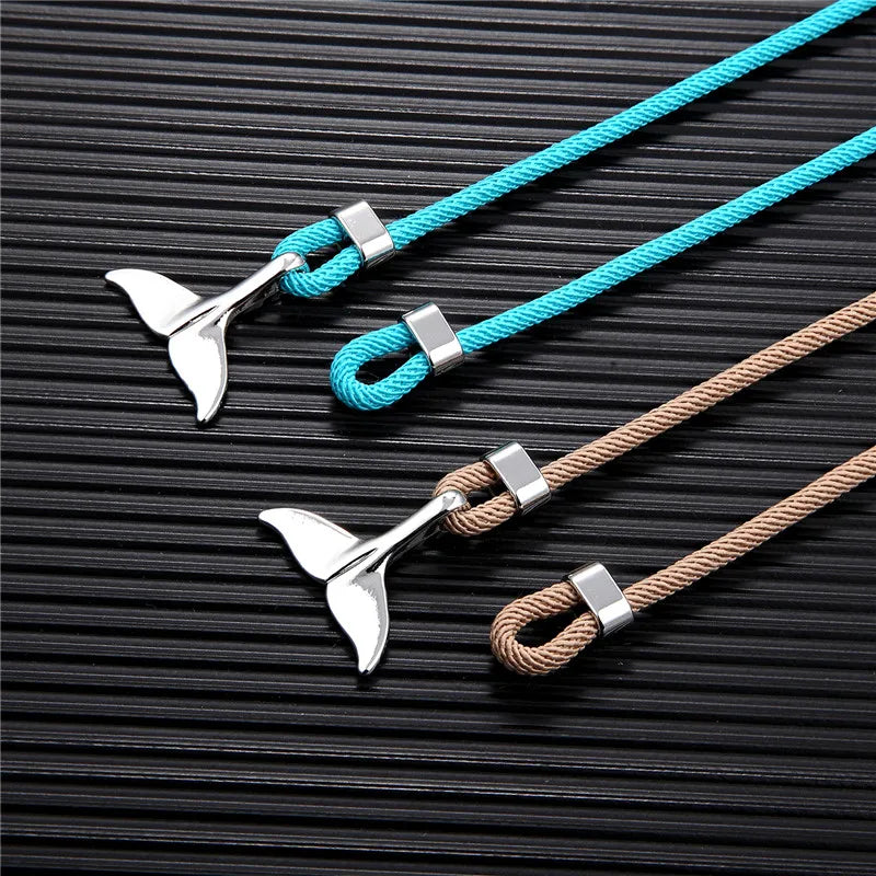 MKENDN Fashion Whale Tail Anchor Bracelets Men Multilayer Charm Rope Chain Bracelet Male Women Navy style Wrap Metal Sport Hook