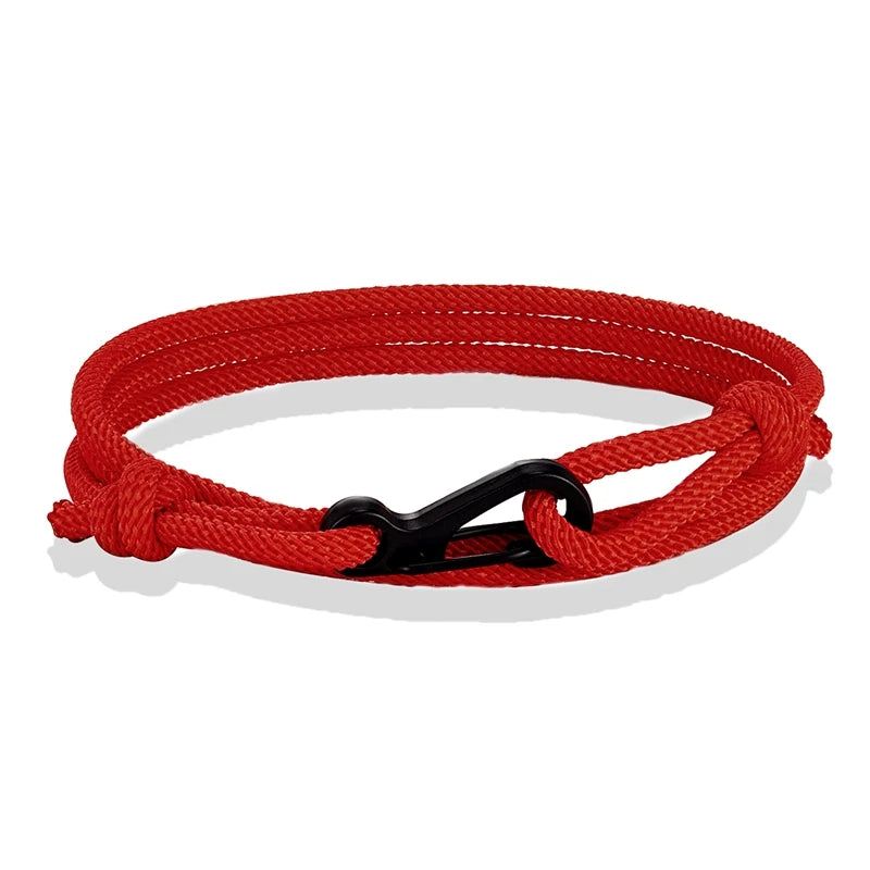 MKENDN Nautical Style Midnight Dark Blue Rope Bracelet Men Carabiner Clip Bracelet Minimalist Climbing Jewelry For Women