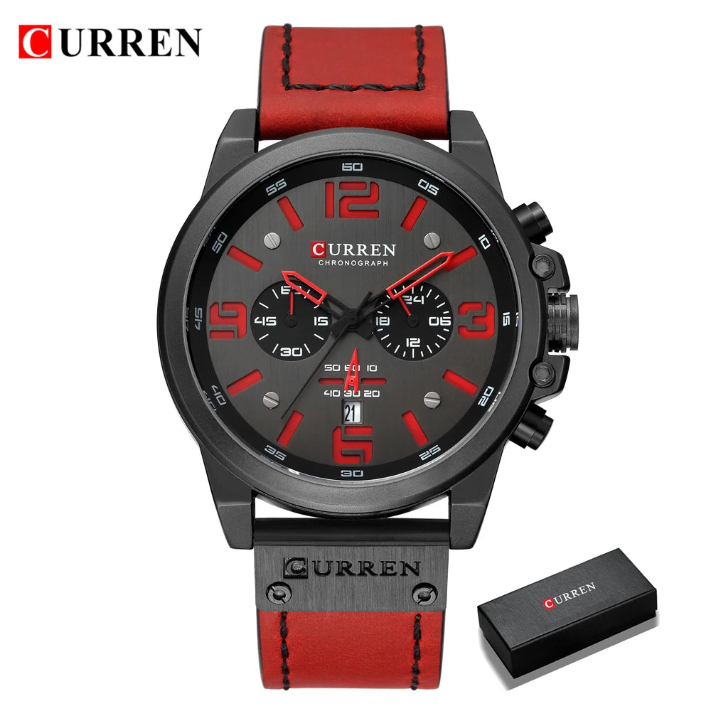 CURREN Fashion Casual Date Quartz  Watches For Men  Fashion Leather Sports Men's Wrsitwatch Chronograph Male Watch