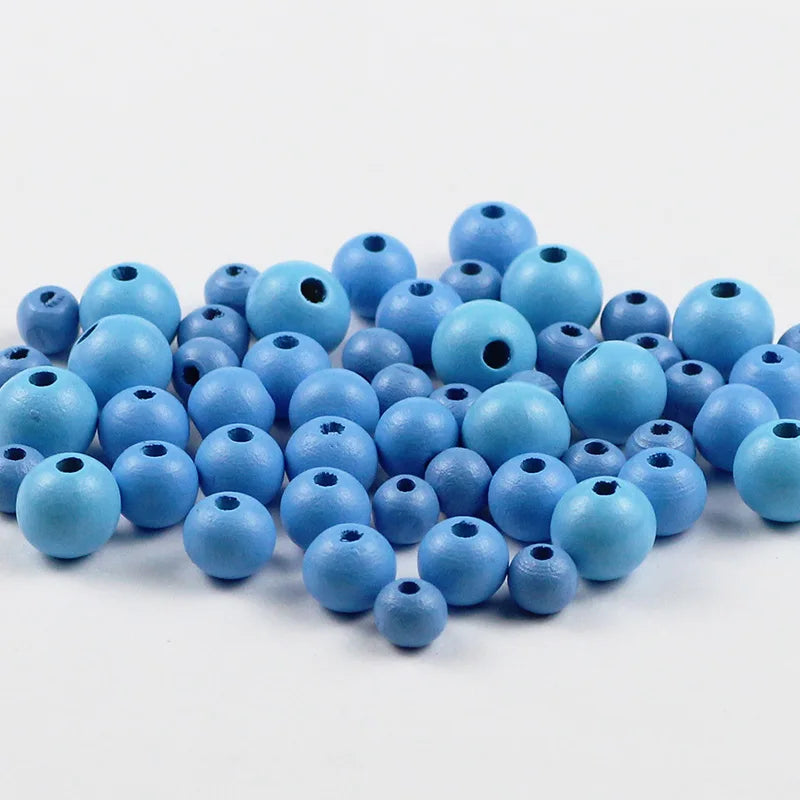 50~200 Stück Holzperlen Farbe 8/10/12mm Runde Kugel Spacer Perlen Naturholzperlen für Schmuckherstellung DIY Armband Finding