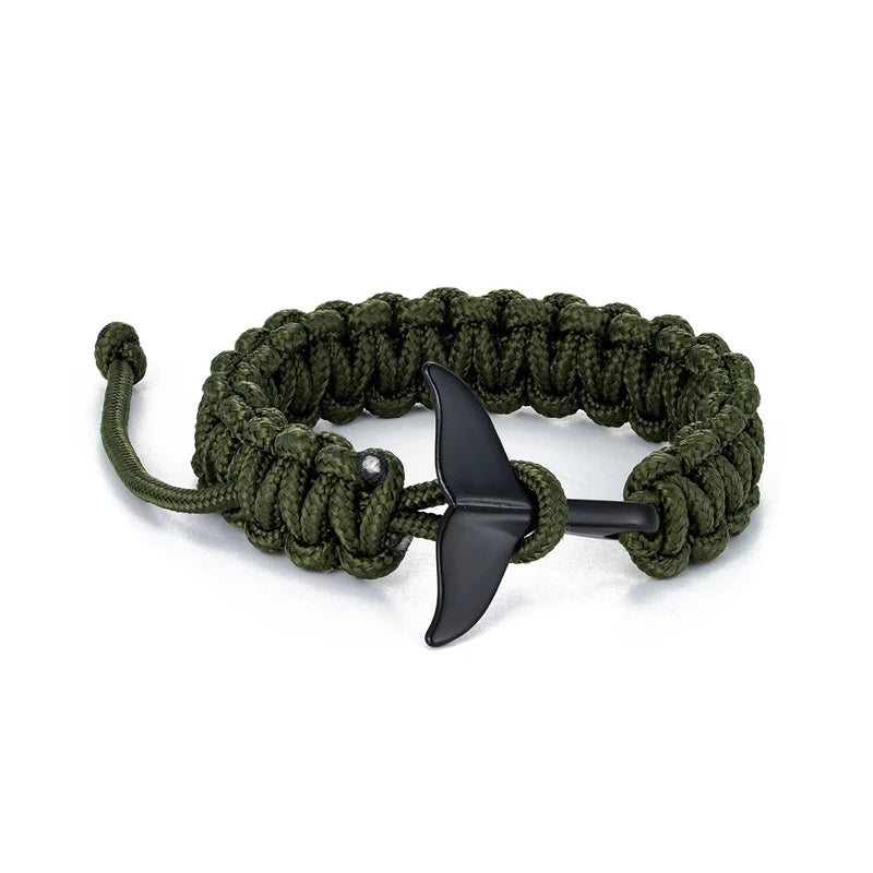 MKENDN 550 Paracord Survival-Armband mit Walflossenmotiv, nautisches Design, verstellbar, für Damen und Herren, Strandarmband, Schmuck, Marine- und Surfzubehör