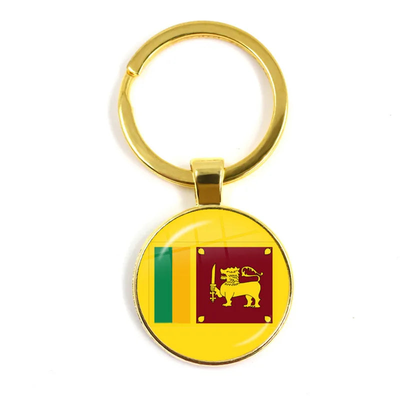 Porte-clés drapeau national de Malaisie, du Laos, du Danemark, de Norvège, de Suède et de Slovaquie, cabochon en verre de 25 mm, cadeau pour femmes et hommes