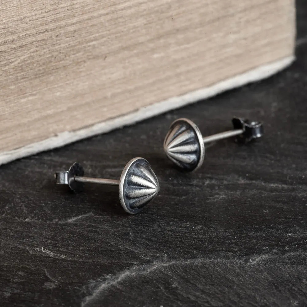 MKENDN Ohrstecker aus 925 Sterlingsilber mit Stoffknopf für Damen und Herren – minimalistischer Ohrschmuck im Punk-, Street- und Gothic-Stil