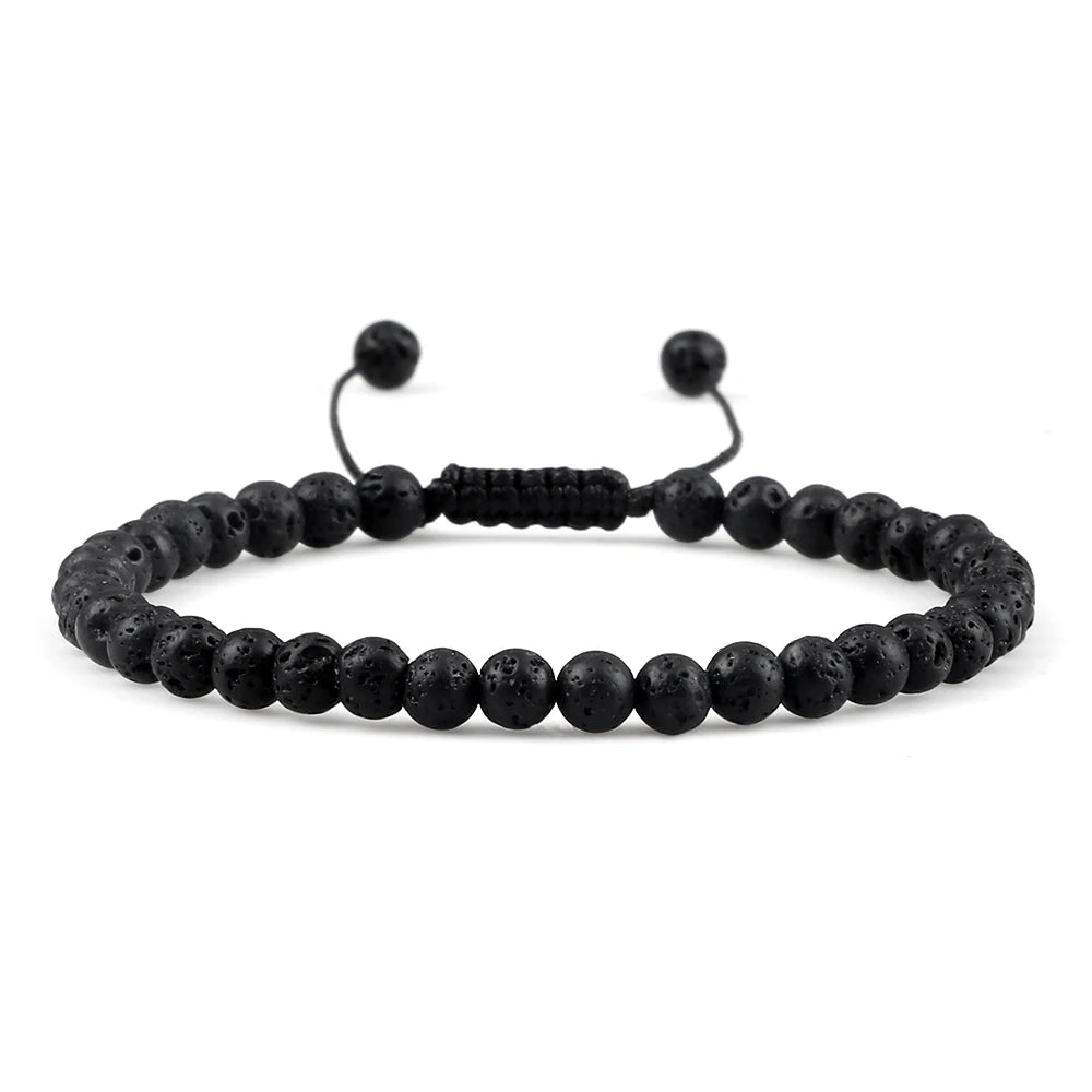 Adjustable 4mm Chakra Beads Bracelet Mini Natural Stone Agats Lava Tiger Eye Beaded Bracelets & Bangles Women Men Gift Jewelry