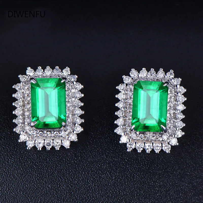 Natural Ruby Jade & Emerald Gemstone 925 Sterling Silver Earrings for Women Wedding Bohemia Silver 925 Jewelry Green Earrings