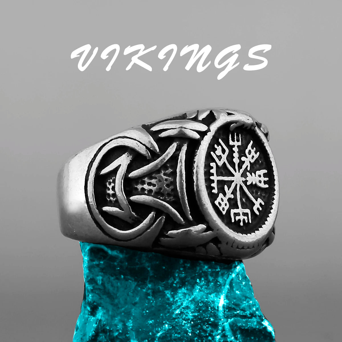 Nordic Viking Stainless Steel Ring Anchor Compass Tree of Life Rune Amulet Wolf Men Women Finger Jewelry Biker Party Club Gift