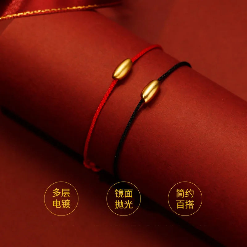 Real 18k Yellow Gold Adjustable Bracelets for Couple Fine Jewelry for Women Christmas Day Jewelry Gift High Quality Jewelry