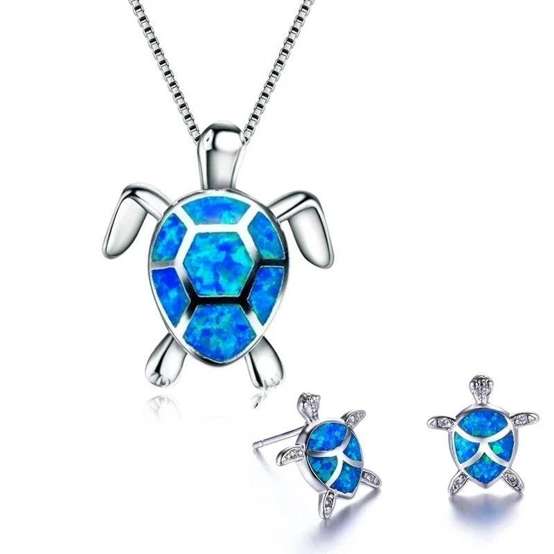 Pendant Cute Beautiful Turtle Animal Necklace And Earrings Necklace Jewelry Set For Ladies Wedding Christmas Gift