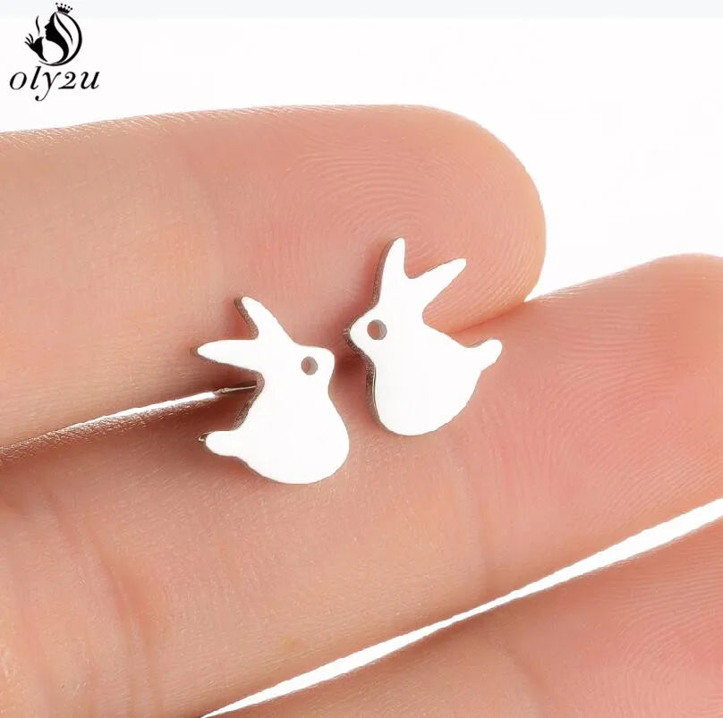 Korean Cute Stainless Steel Animal Earrings for Women Small Bat Octopus Fish Penguin Stud Earrings Trendy Jewelry Friends Gifts