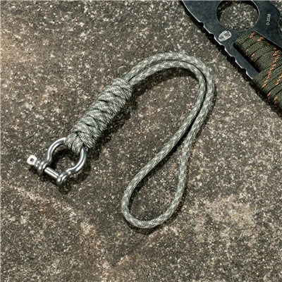 Outdoor Style Paracord Keychain Lanyard D Bow Buckle High Strength Parachute Cord Self-defense Emergency Survival Tool Key Ring