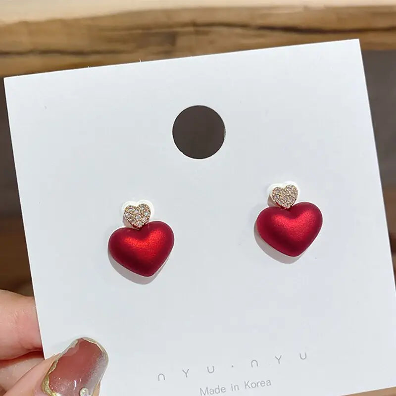 Trendy Red Pearl Long Earrings For Women Christmas Rhinestone Bow Cherry Flowers Earring Girls Party Christmas Jewelry Gifts