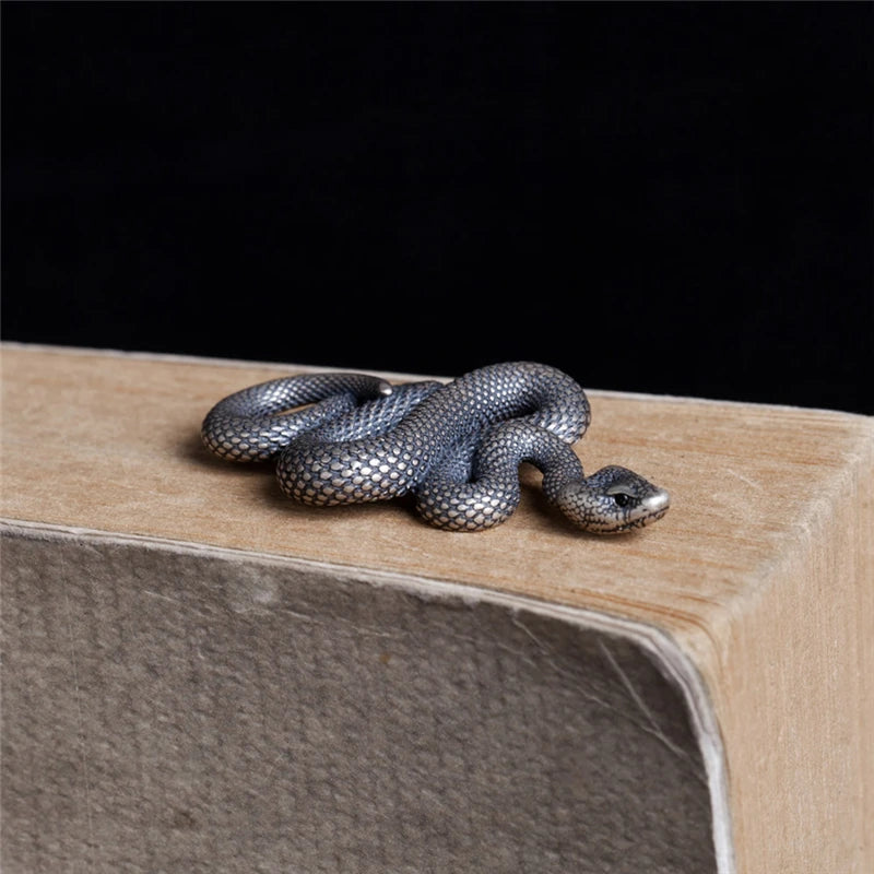 MKENDN Vintage 100% 925 Sterling Silver Snake Pendant Necklace For Men and Women Gothic Street Hip Hop Punk Dark Jewelry