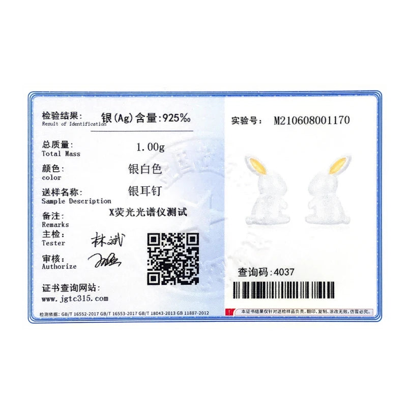 Modian 100% 925 Sterling Silver Cute Animal 3D Rabbit Stud Earrings for Women And Girl Fashion Korean Style Jewelry Brincos - Madeinsea©