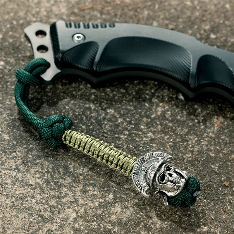 MKENDN New Design Japanese demon Evil mask Men Keychains Backbag Knife Pendant Men Survival Lanyard Rope Handmade Jewelry Gifts