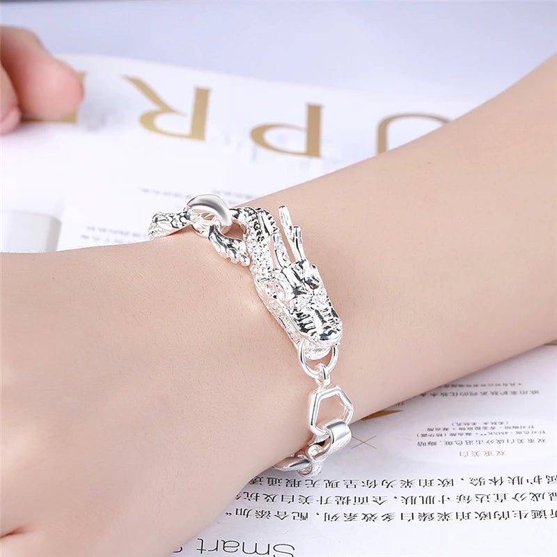 DOTEFFIL 925 Sterling Silver Dragon Cuff Bracelet For Man Women Charm Wedding Engagement Party Fashion Jewelry - Madeinsea©