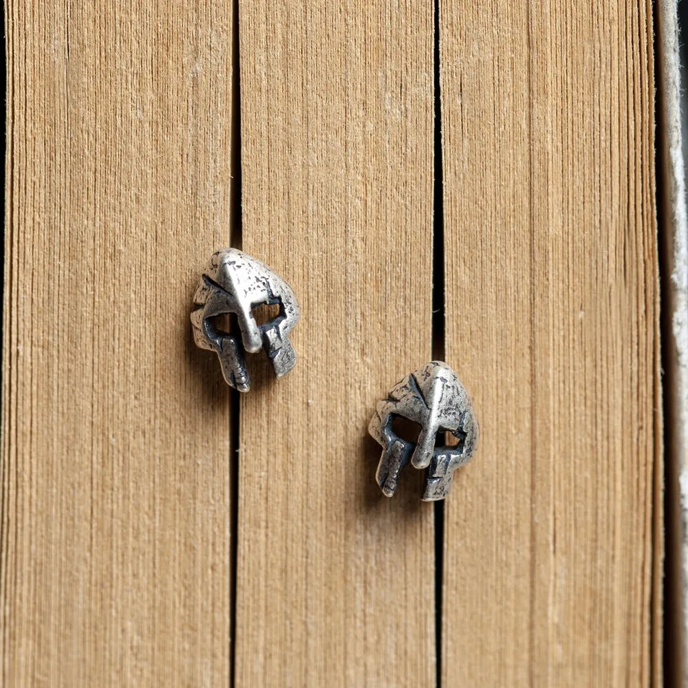 MKENDN Norse Vikings Spartan Warrior Antique Stud Earrings Men Women Real 925 Sterling Silver Punk Style Jewelry