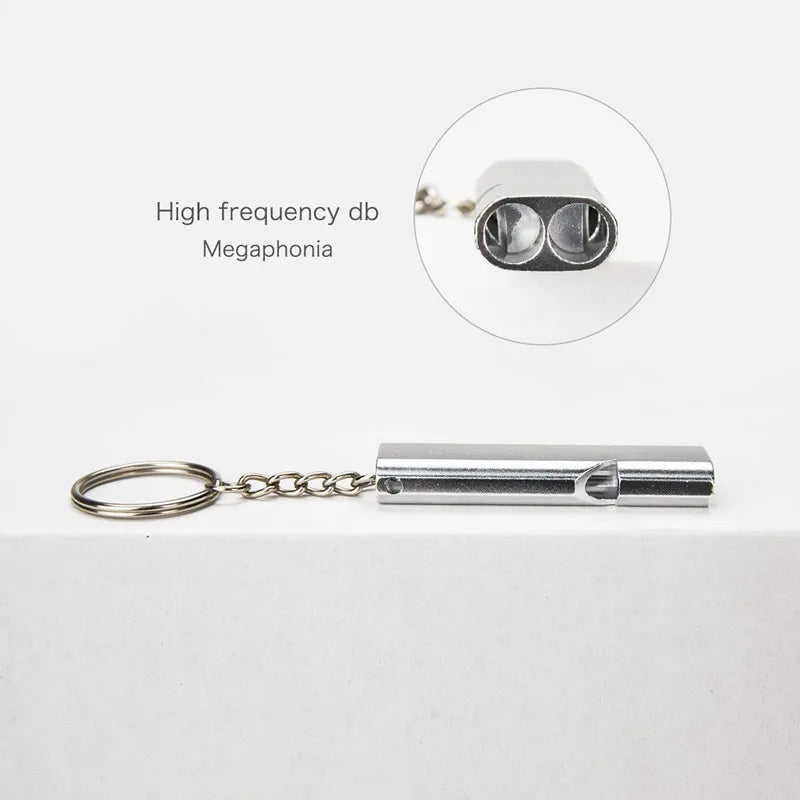 Mini-Doppelrohr-Notpfeife (120 dB) für Outdoor-Aktivitäten wie Camping, Wandern und Überleben – ideal als Schlüsselanhänger und Multifunktions-Notfallpfeife