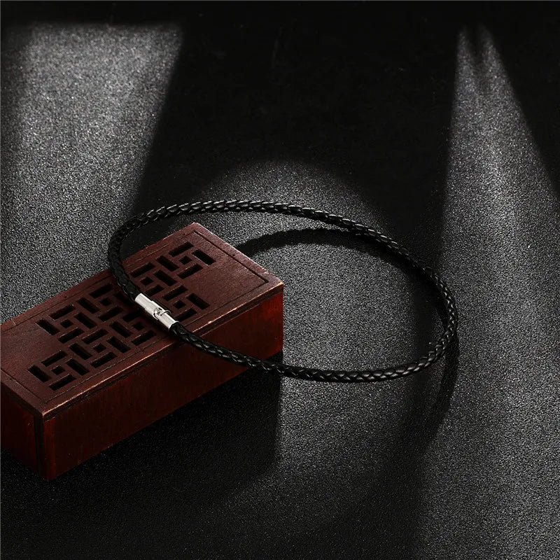 MKENDN Fashion Men's Choker Necklace Black Brown Braided Leather Necklace Stainless Steel Magnetic Clasp Male Jewelry Gifts - Madeinsea©