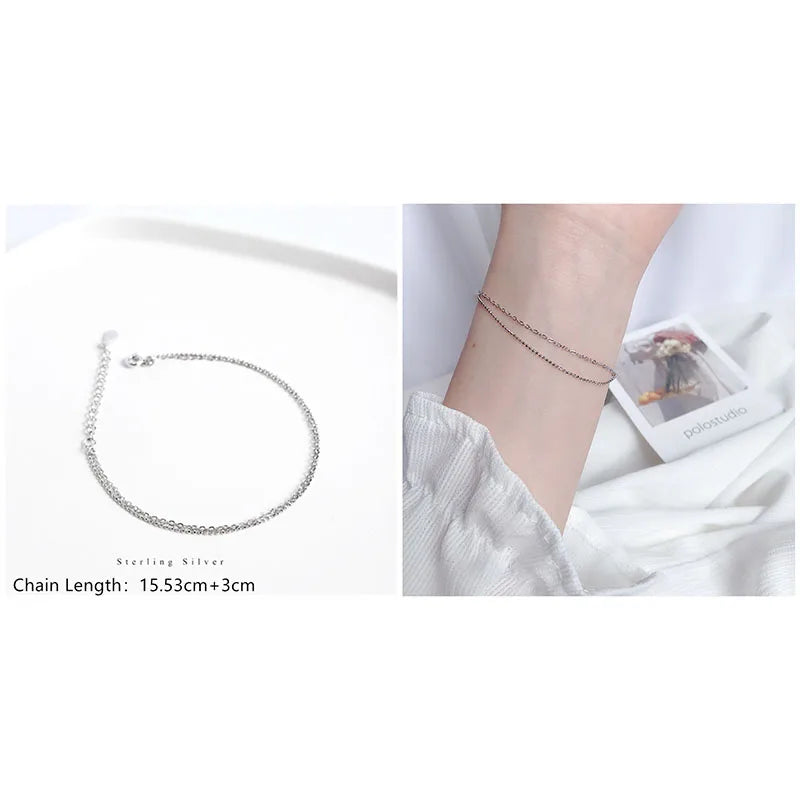 925 Sterling Silver Minimalist Style Chain Bracelet For Women Classic Fashion Student Couple Wristband Jewelry Accessories