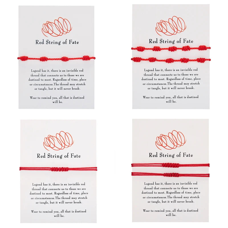 Handmade 7 Knots Red String Bracelet Protection Good Luck Amulet for Success Prosperity Friendship Rope Wristband Jewelry Gift