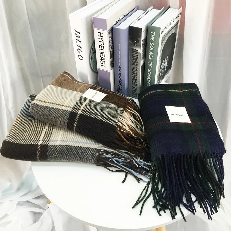 Luxury Plaid Scarf Winter Warm Cashmere Women Long Bandana Pashmina Female Scarves Tassel Shawl And Wraps 2024 Design Foulard - Madeinsea©