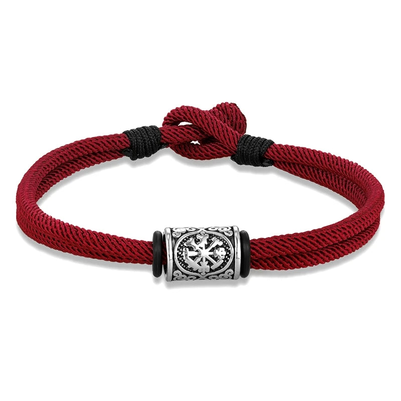 MKENDN Vintage Viking Compass Runes Bracelet Handmade Double Strand Rope Bracelets For Men Women Norse Mythology Amulet Gifts