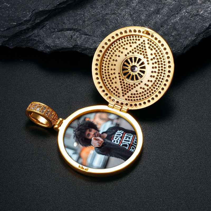 Evil Eye Memory Medallions Customized Photo Pendant Necklace For Men Hip Hop Jewelry & Engraved Pendant Name Memory Gift