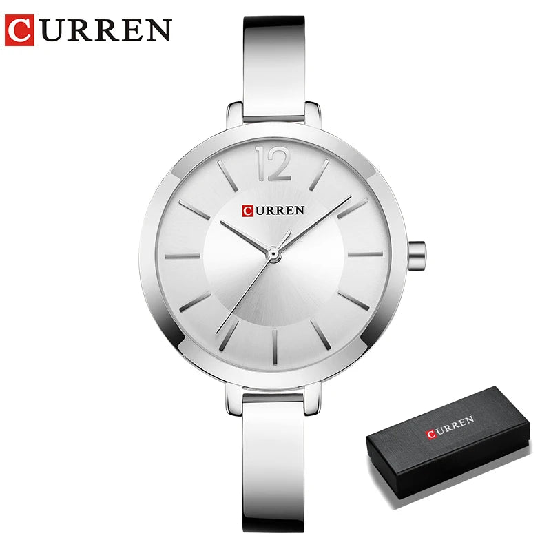 CURREN Fashion Gold Women Watches Stainless Steel Ultra thin Quartz Watch Woman Romantic Clock Women's Watches Montre Femme