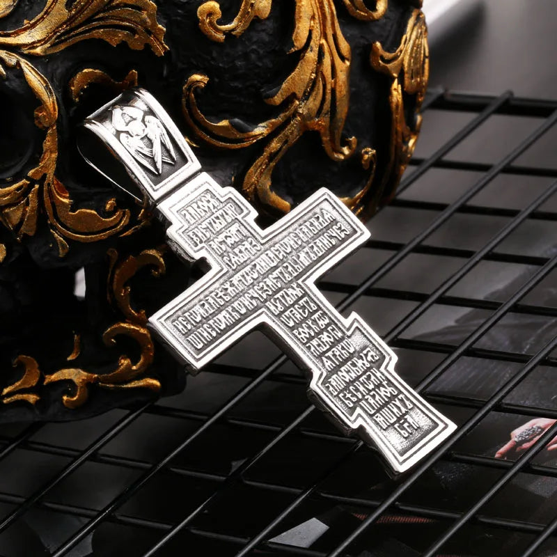 Beier Stainless Steel Jesus Cross Men's Crucifix Eastern Orthodox Pendant Chain Necklace Jewelry LLBP8-515P