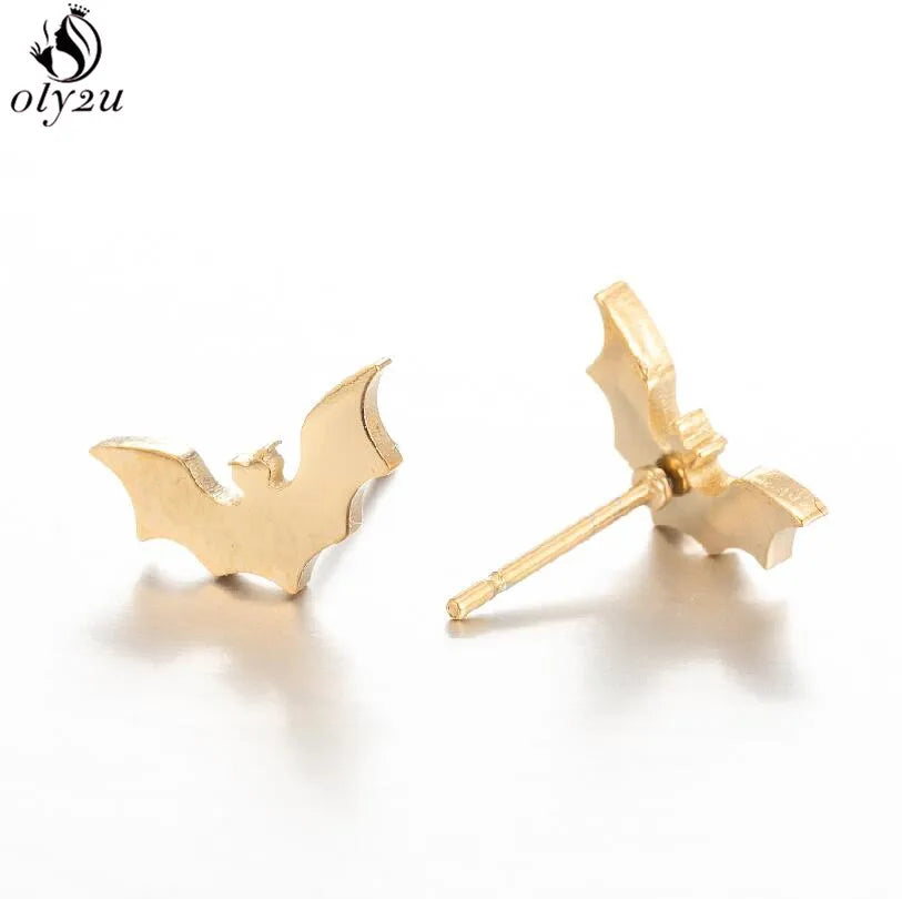 Korean Cute Stainless Steel Animal Earrings for Women Small Bat Octopus Fish Penguin Stud Earrings Trendy Jewelry Friends Gifts