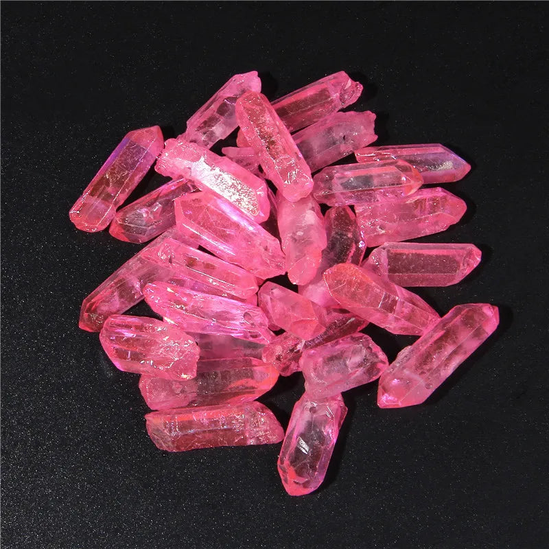 10/20/30pcs Purple Natural Quartz Crystal Point Beads Top Drilled Graduated Stick Point Loose Bead for DIY Jewelry Making Supply
