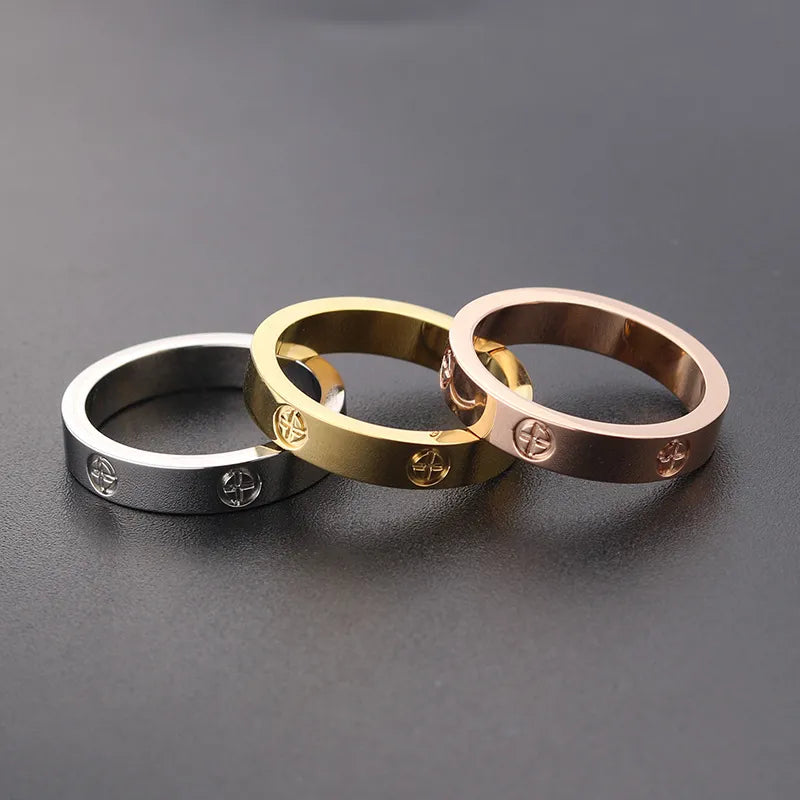 Stainless Steel Rose Gold Love Ring with Zircon - Madeinsea©