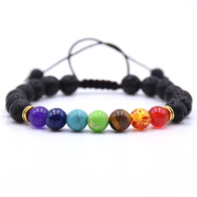 7 Chakra Essential Oils Diffuser beaded bracelets For women men Lava Rock Natural stone Charm Strand bracelet Yoga Jewelry