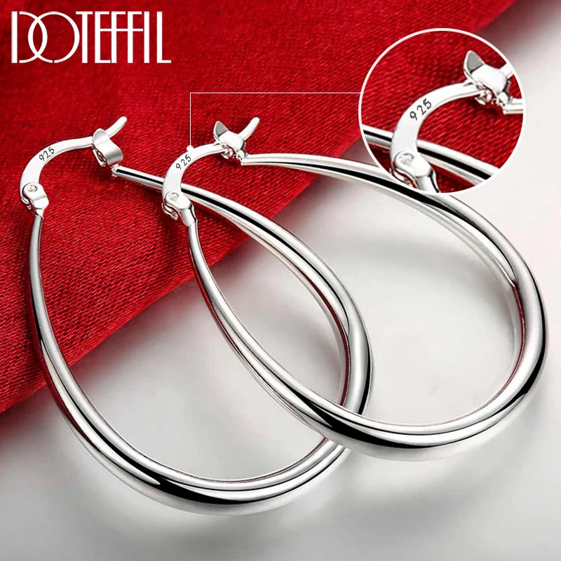 DOTEFFIL 925 Sterling Silver Smooth Circle 41mm Hoop Earrings For Women Lady Gift Fashion Charm High Quality Wedding Jewelry - Madeinsea©