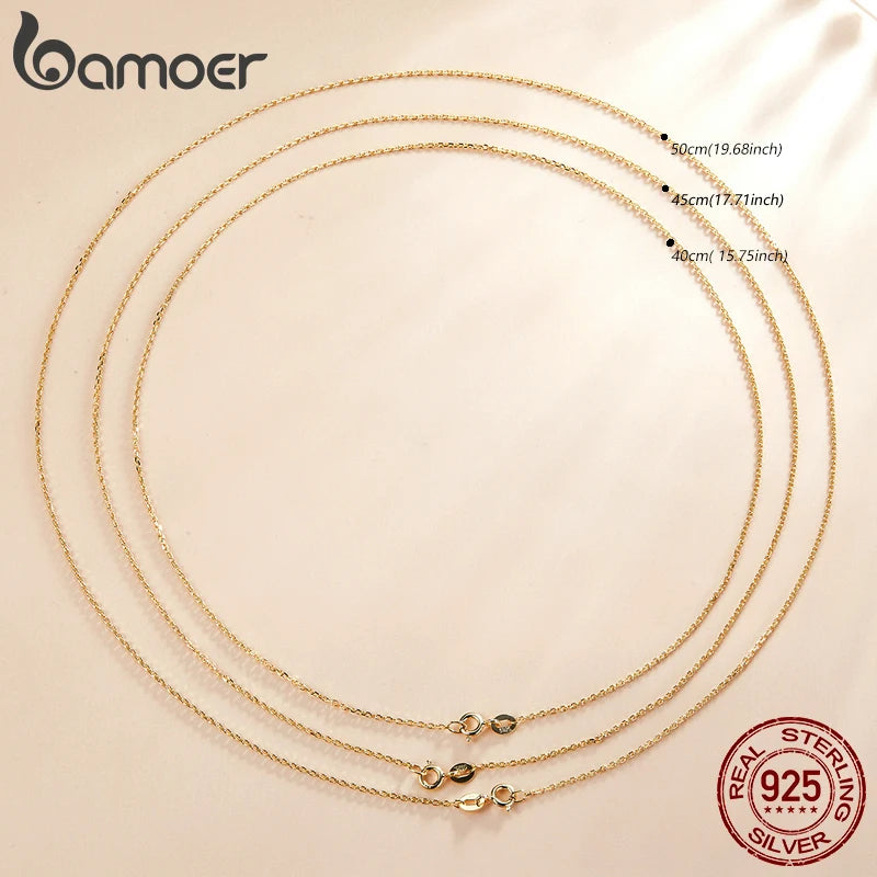 BAMOER Klassische Basic-Kette, 100 % 925er Sterlingsilber, Karabinerverschluss, verstellbare Halskette, Kette, Modeschmuck für Damen