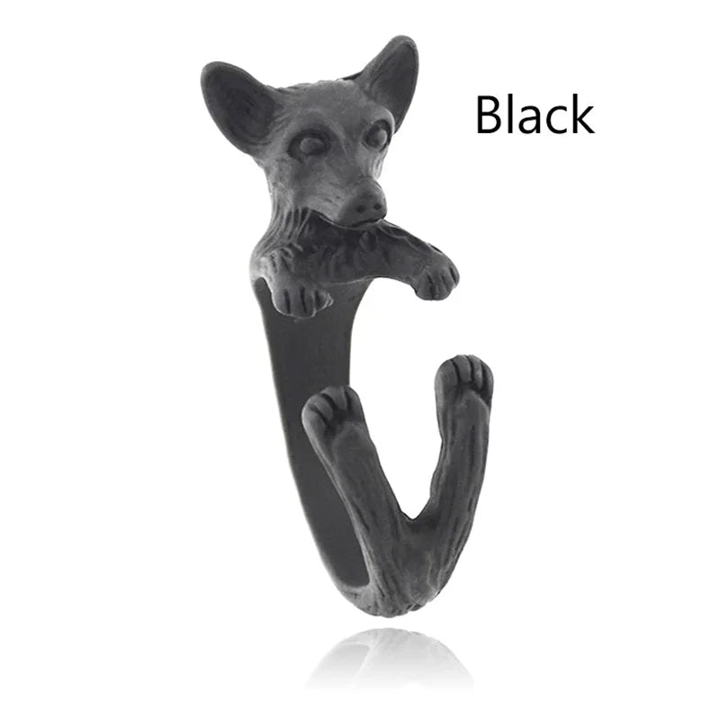 Retro Chihuahua Anillos Dog Ring Men Boho Brass Knuckle Anel Feminino Couple Rings For Women Fashion Jewelry Boyfriend Gifts
