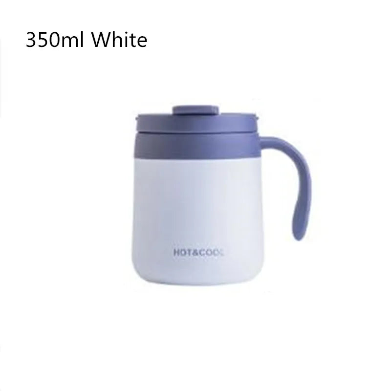 Stainless Steel Vacuum Insulated Coffee Mug 350/500ml Thermos Water Tumbler with Handle Lid - Thermal Tea Cup for Hot And Cold B