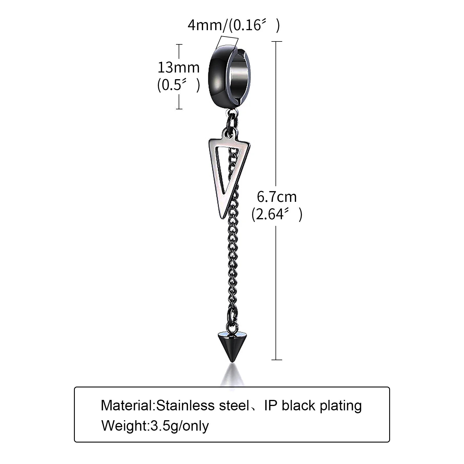Vnox Punk Clip Earrings for Men Women, Black Stainless Steel Ear Accessory, Gothic Rock Hiphop Hoop Circle Earring 1 Piece - Madeinsea©
