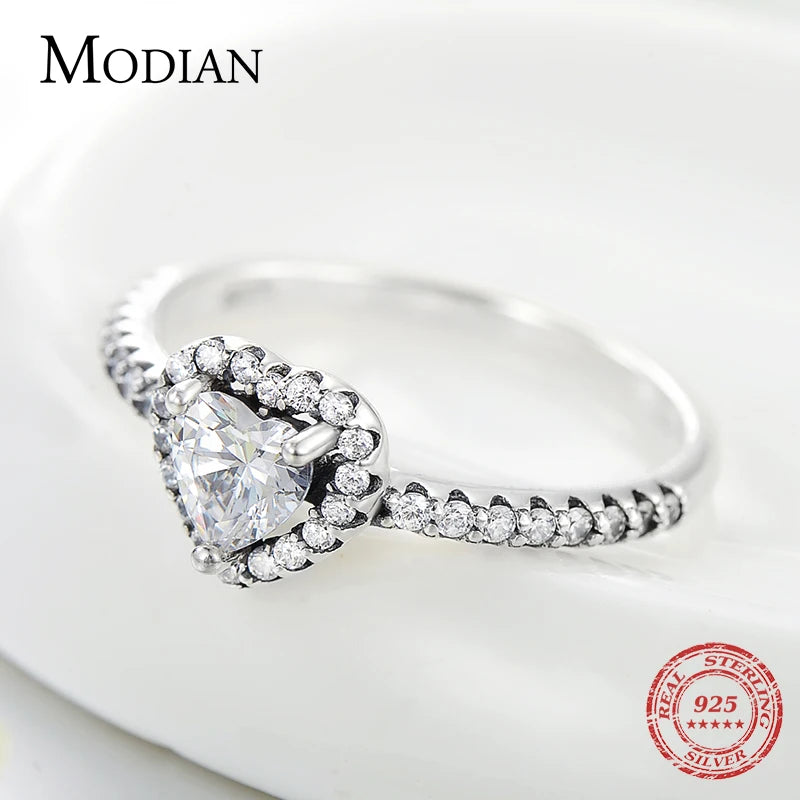Modian Exquisite 925 Sterling Silver Vintage Hearts AAA Clear CZ Finger Rings for Women Luxury Wedding Statement Jewelry Bijoux - Madeinsea©