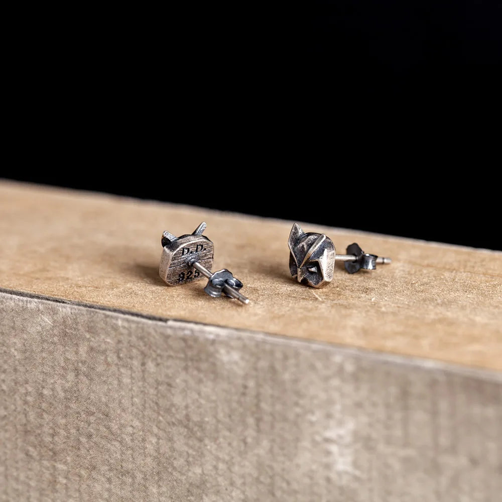 MKENDN Ohrstecker aus 100 % 925er Sterlingsilber im kreativen Retro-Geometrie-Eulen-Stil, Street-Punk-Stil für Damen und Herren, Gothic-Tierschmuck