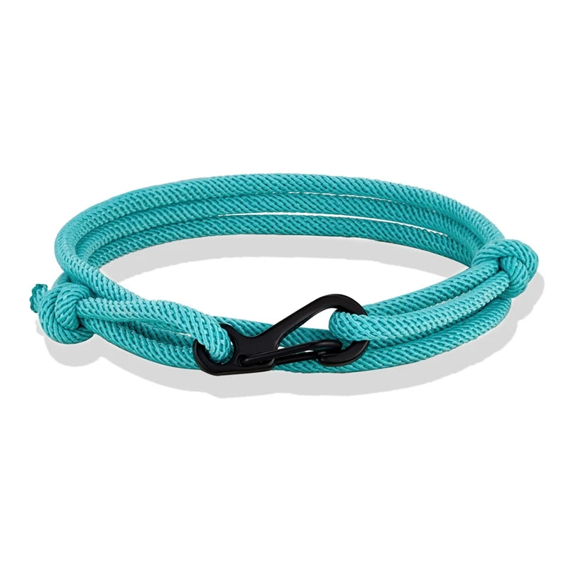 MKENDN Nautical Style Midnight Dark Blue Rope Bracelet Men Carabiner Clip Bracelet Minimalist Climbing Jewelry For Women