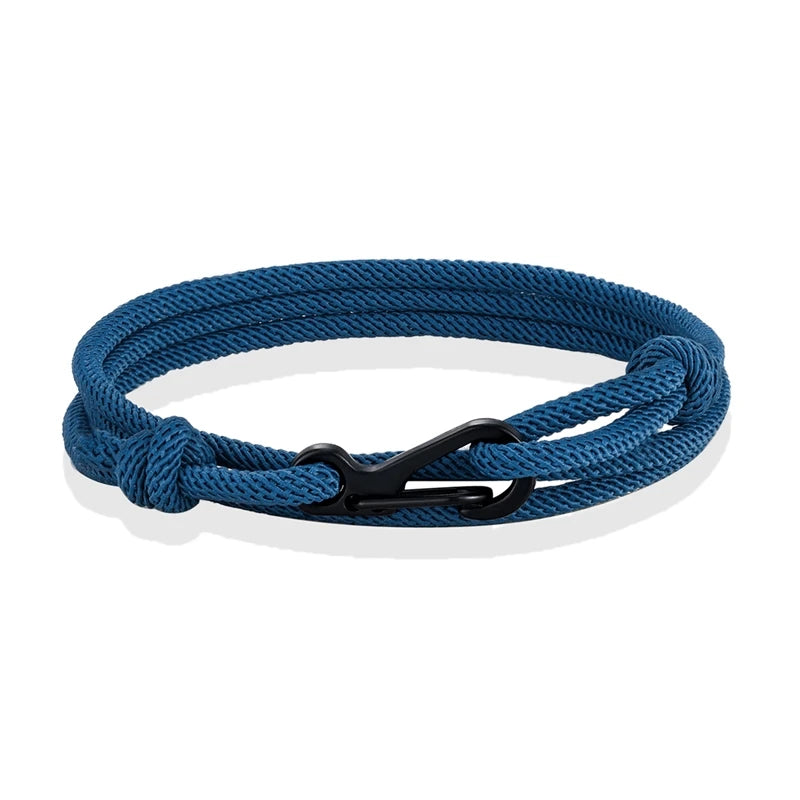 MKENDN Nautical Style Midnight Dark Blue Rope Bracelet Men Carabiner Clip Bracelet Minimalist Climbing Jewelry For Women