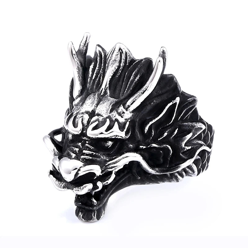 Beier New Fashion Domineering retro Cool Big Head Stainless Steel Animal Personality Huge Dragon Animal Ring BR8-890