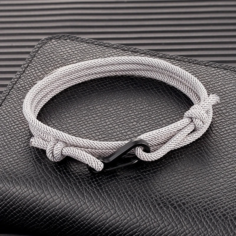MKENDN Nautical Style Midnight Dark Blue Rope Bracelet Men Carabiner Clip Bracelet Minimalist Climbing Jewelry For Women