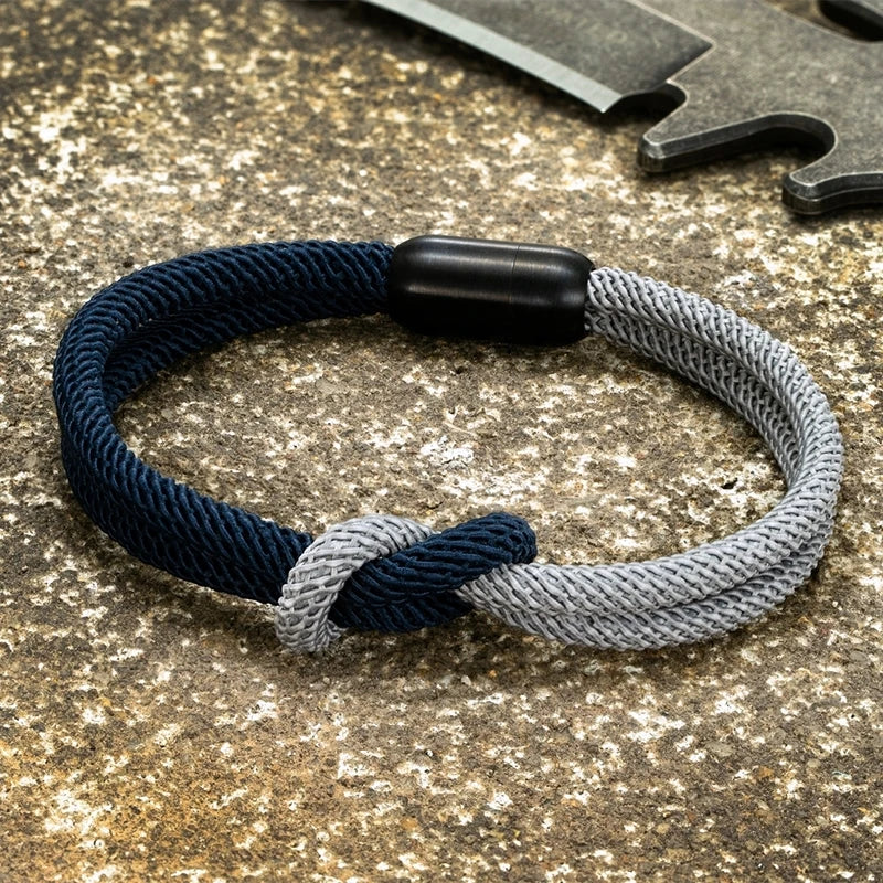 MKENDN Fashion Waterproof Nautical Rope Infinity Knot Bracelet Black Magnet Bracelets France Flag Male Female Jewelry Pulseras