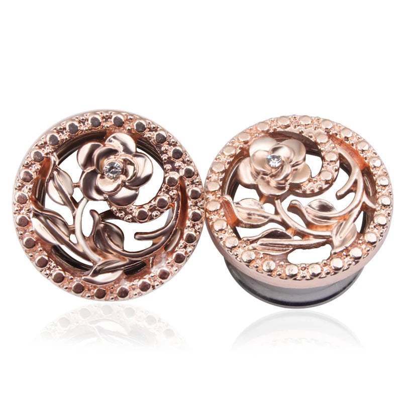 2 Stück Ohrstöpsel/Tunnel/Ohrpiercings aus 316L Edelstahl mit geschraubten Sattelohrring-Expander-Messgeräte Körperschmuck-Piercings