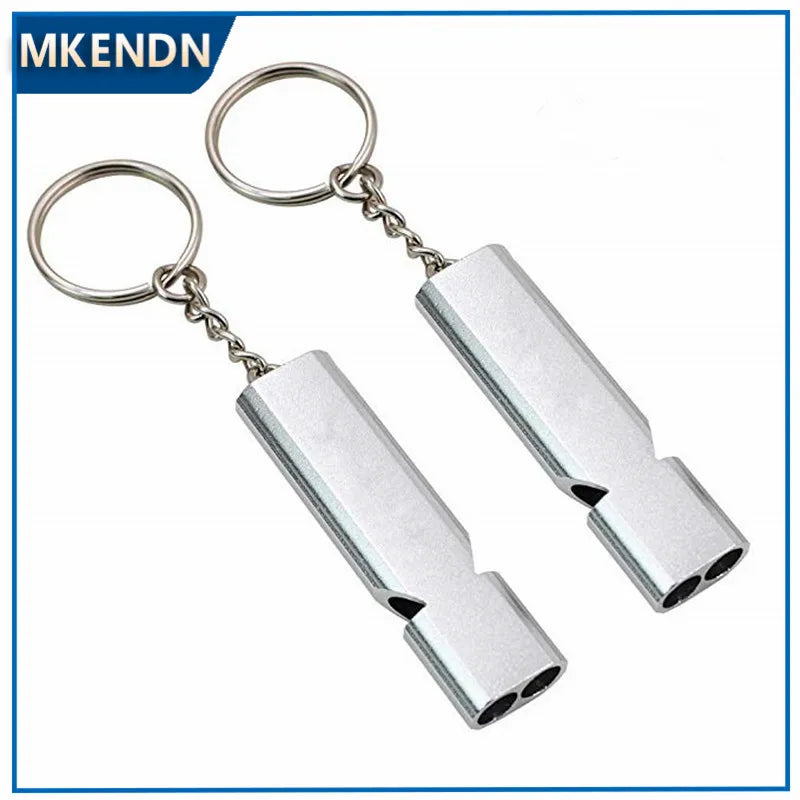 Mini Portable 120db Double Pipe High Decibel Outdoor Camping Hiking Survival Whistle Multi-Tools Emergency Whistle Keychain